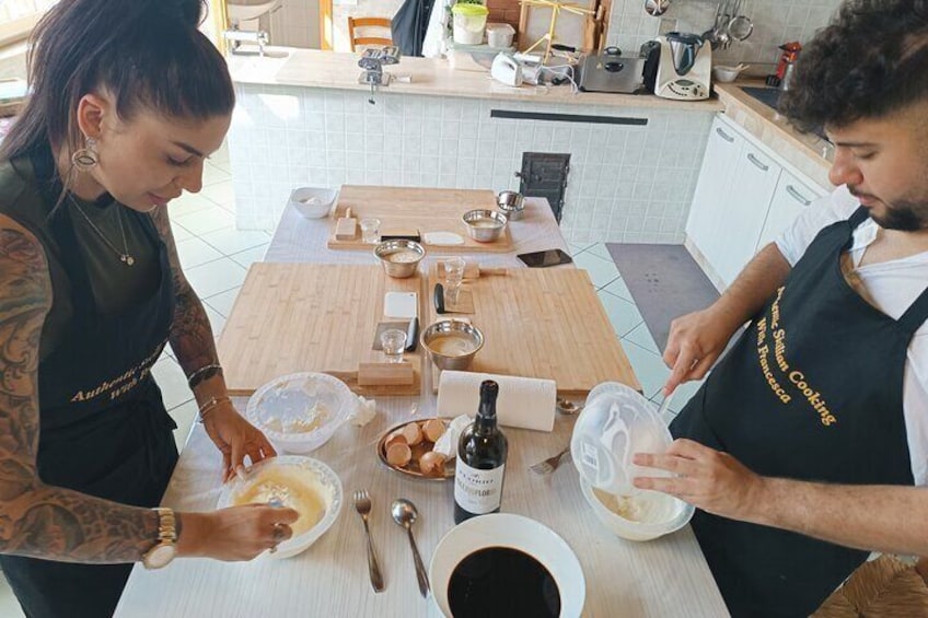 Fresh pasta and tiramisù