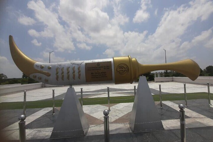 A huge sword at Gurdwara Kartarpur Sahib Narowal Pakistan. 