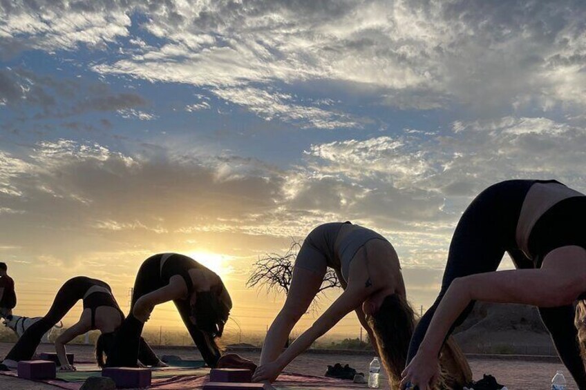 Bachelorette yoga with hike at sunrise