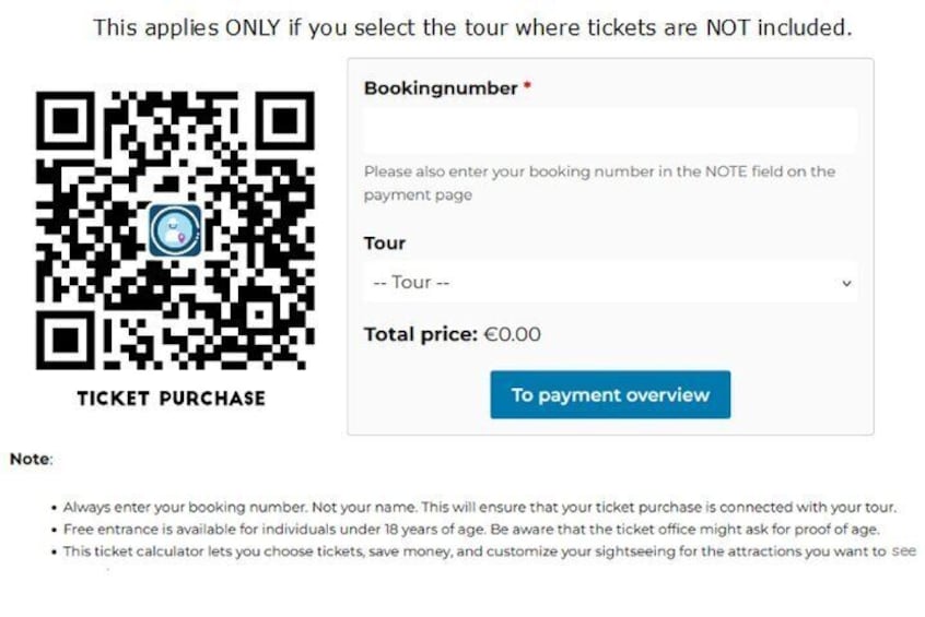 Direct ticket purchase for sites. Only required when select NO TICKET OPTION