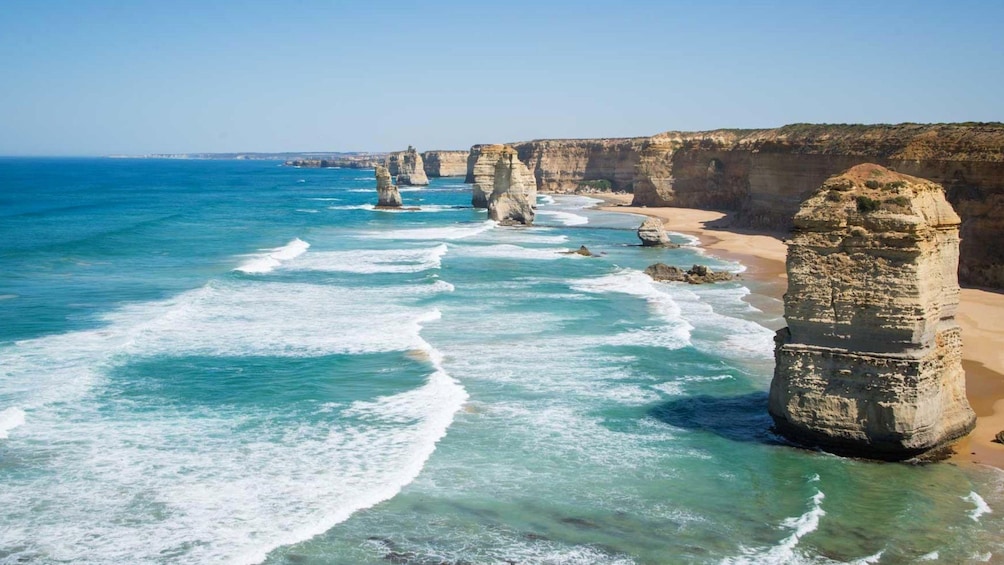 Cliffs and rock formations along the coast of Melbourne