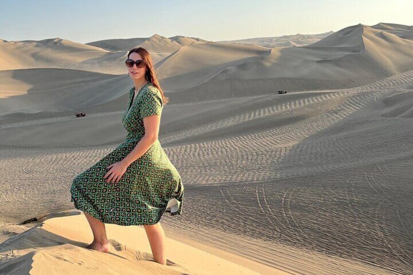 Buggy in Huacachina at sunset