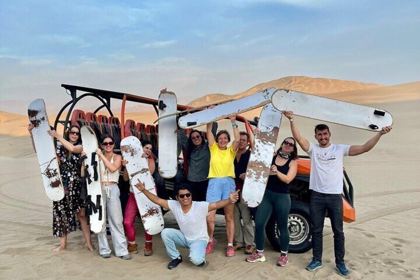 Buggy in Huacachina at sunset