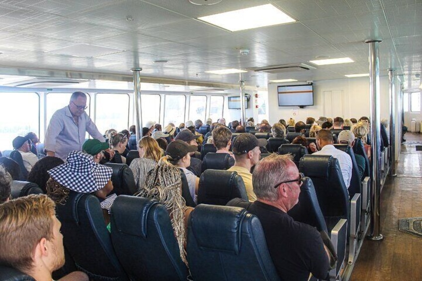 Inside the ferry to Robben Island
