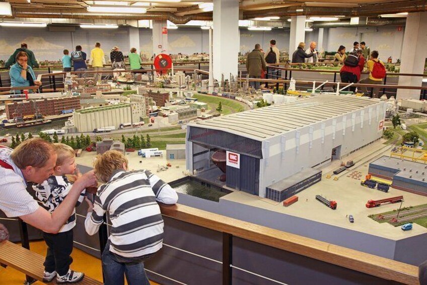 Visitors looking at part of the Rotterdam Harbour