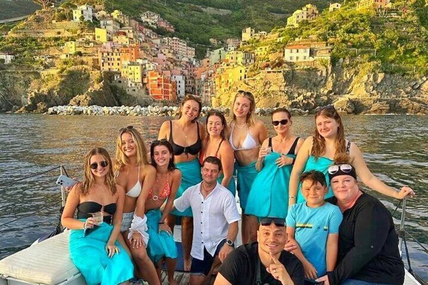 Sunset private boat tour of Cinque Terre with traditional ligurian gozzo