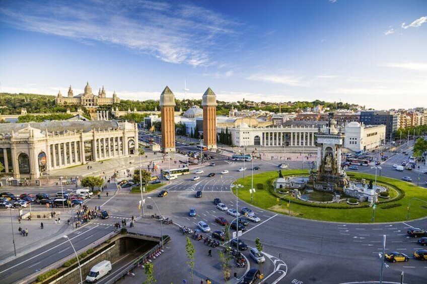 Plaza de España and Montjuic Hill.