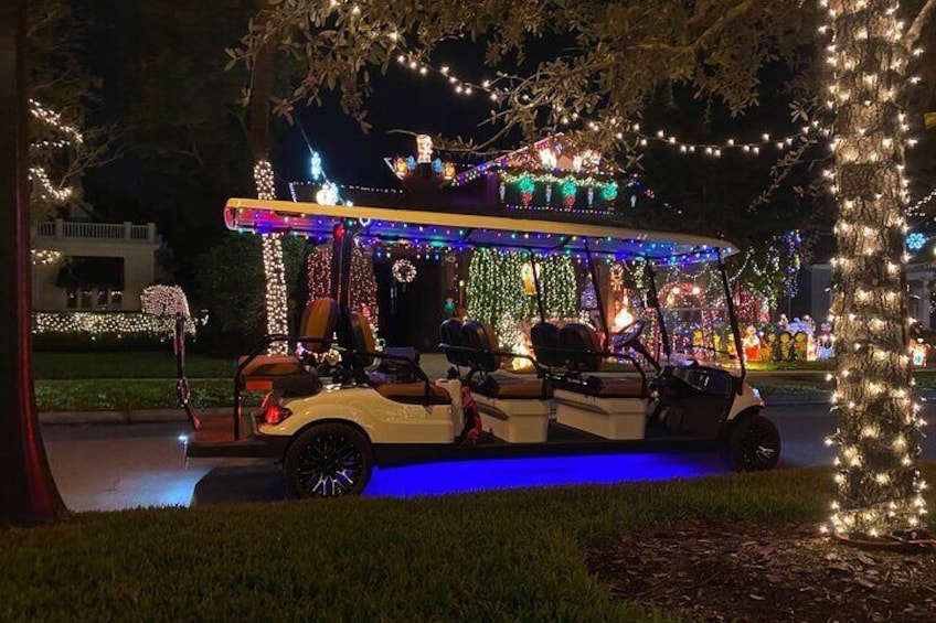 Christmas Lights Wonderland Deluxe Golf Cart Guided Tour in Tampa