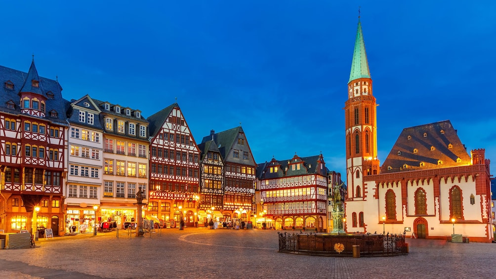 Historic district at dusk in Frankfurt