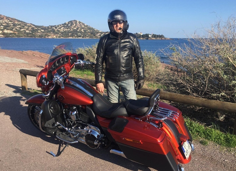 Harley Davidson passenger Guided Tour around Cannes roads