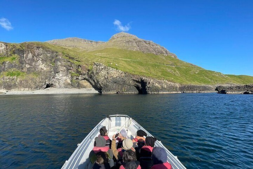 Our Boat heading for Akranes and Skarsáfossur Waterfall.