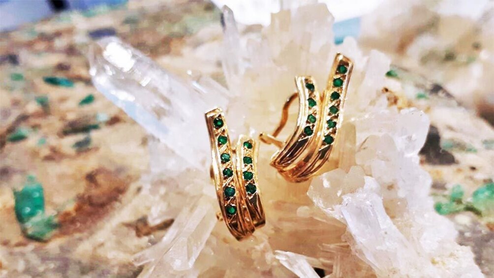 Emerald earrings in Cartagena, Colombia
