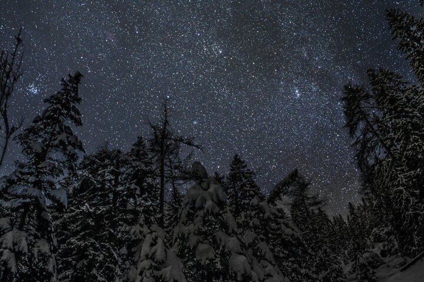 The Dolomites at night with snowshoes