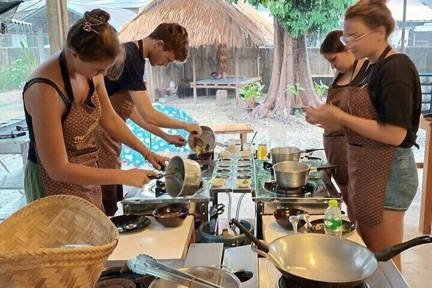 Cooking in a nice, clean, open-air kitchen