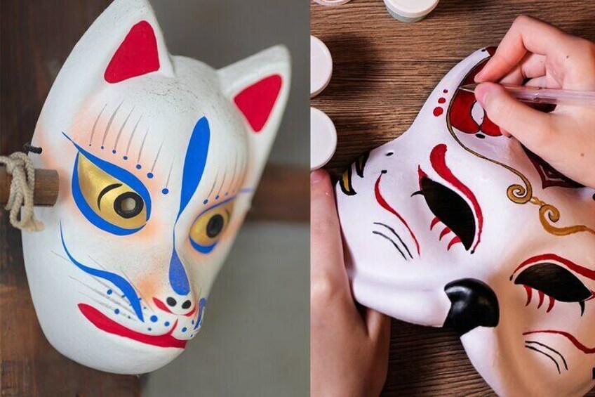 Fox mask painting experience in Asakusa Tokyo