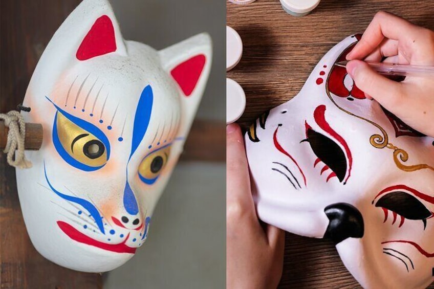 Fox mask painting experience in Asakusa Tokyo