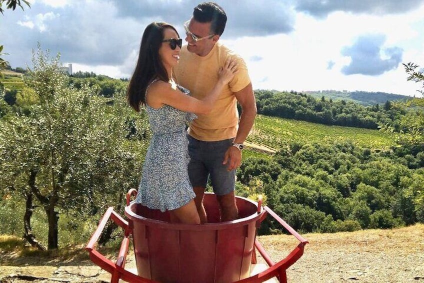 Grape stomping in Tuscany