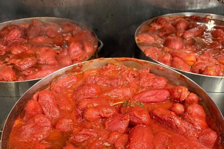 John’s red sauce in process. Not many restaurants still use fresh tomatoes to make sauce. 