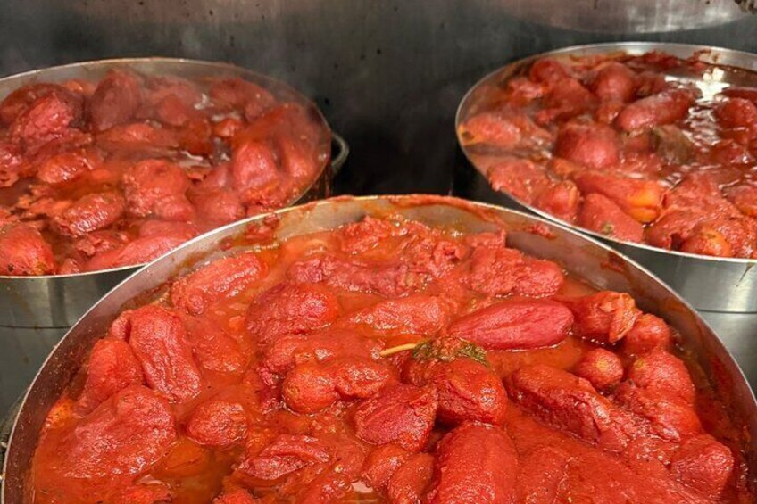 John’s red sauce in process. Not many restaurants still use fresh tomatoes to make sauce.