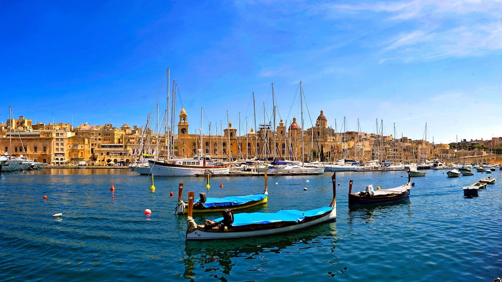 Boats in the waters of Malta