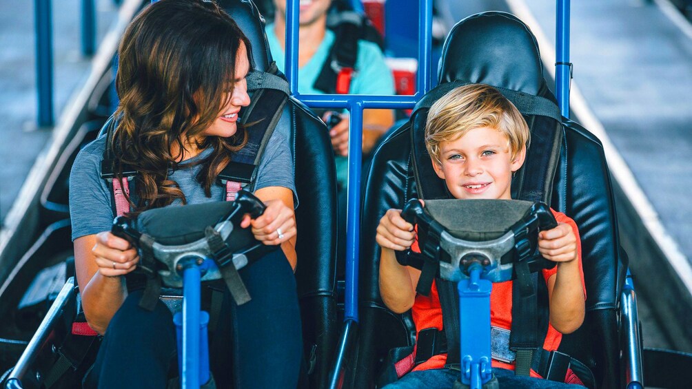 Mother and child in a Go Cart