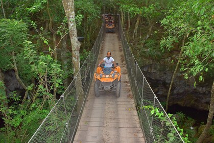 Guided Tour to Native Park Playa del Carmen with quad bike, Ziplines and Ce...