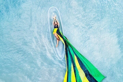 Flying Dress Clear Kayak/Boat Drone Photo Shoot in Montego Bay