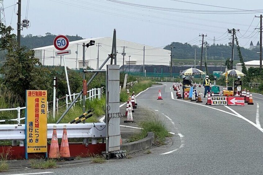 The National Route 6 passing through Futaba. A part of this town has been designated an "area that is difficult to return to.