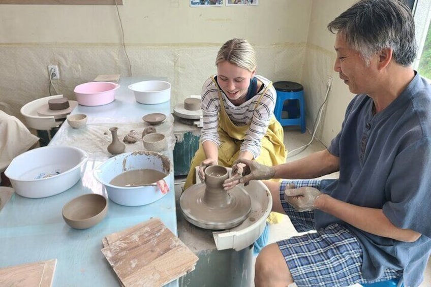 hands-on pottery-making session