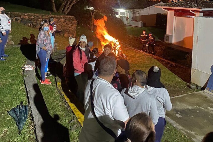 Campfire from the Calima Lake camping tour