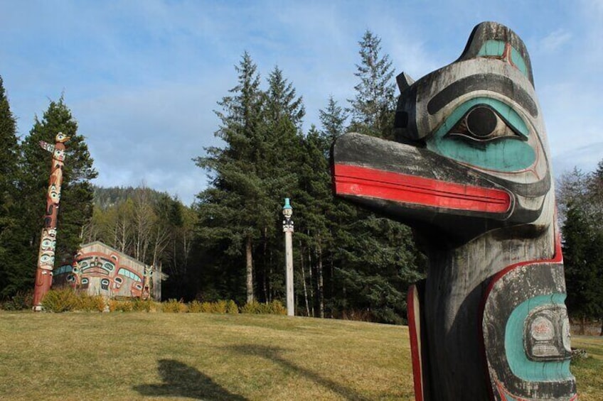 Saxman Native Village has the largest totem pole park in Ketchikan.