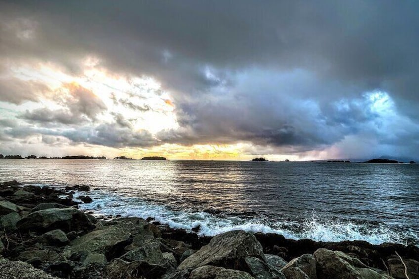 The shoreline along the cruise