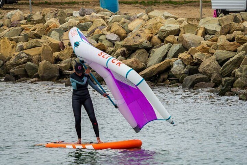 Private Session SUP Wing Sailing, windsurfing, Ventura Ca