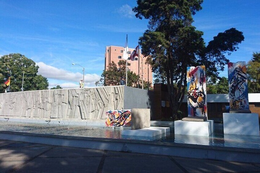Berlin Plaza with pieces of the Berlin Wall donated by the German government to Guatemala.