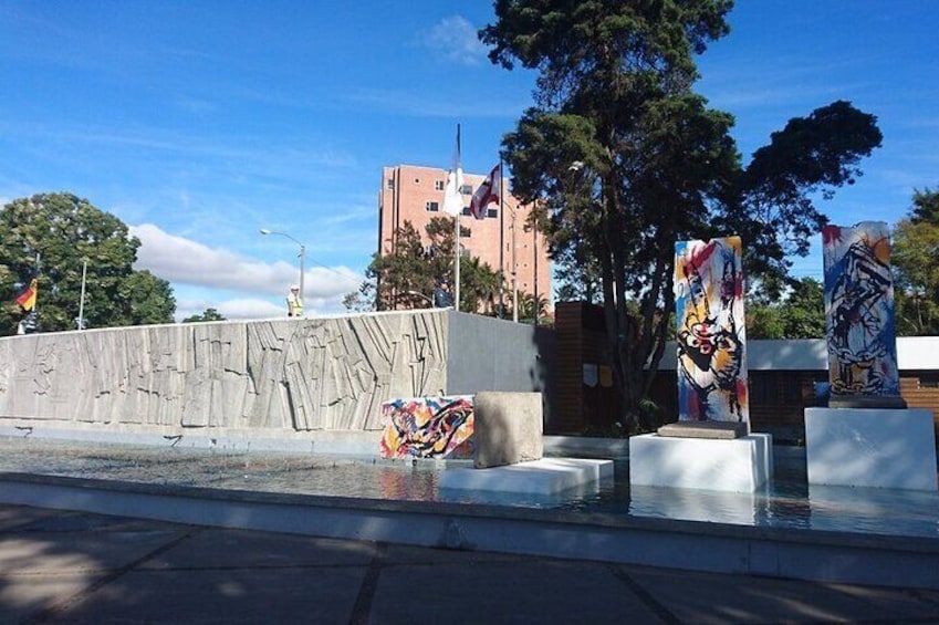Berlin Plaza with pieces of the Berlin Wall donated by the German government to Guatemala.