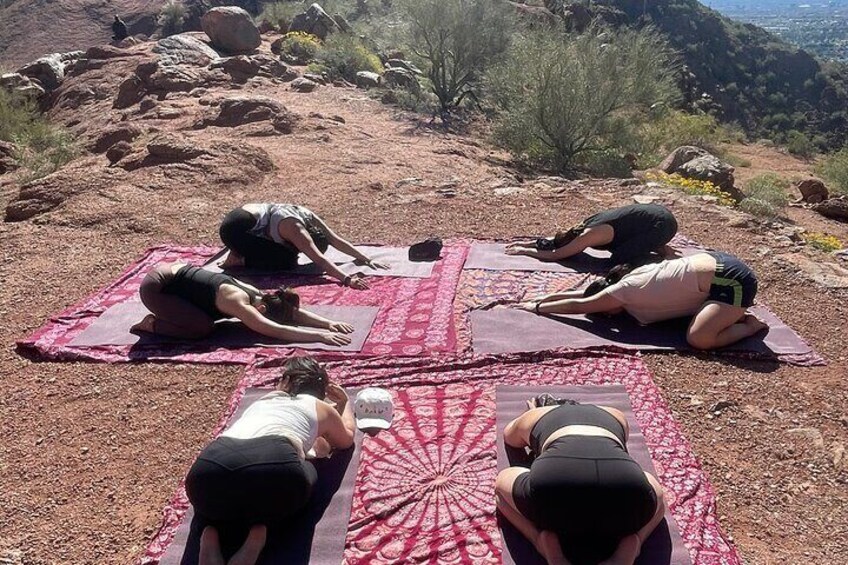 Bachelorette yoga on a mountain. Life is good.