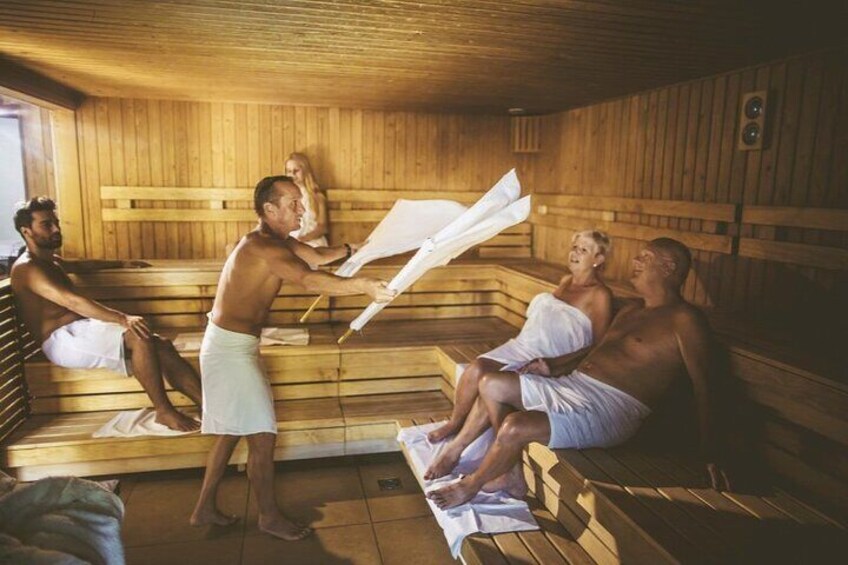 in the sauna