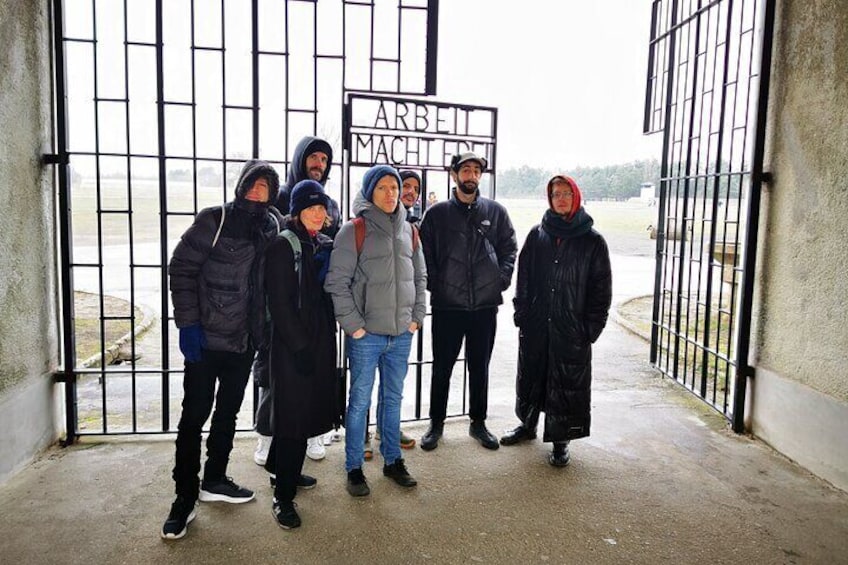 A group of travelers on a tour at the camp