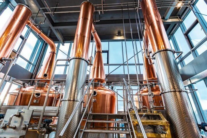 3 copper pot stills at Clonakilty Distillery