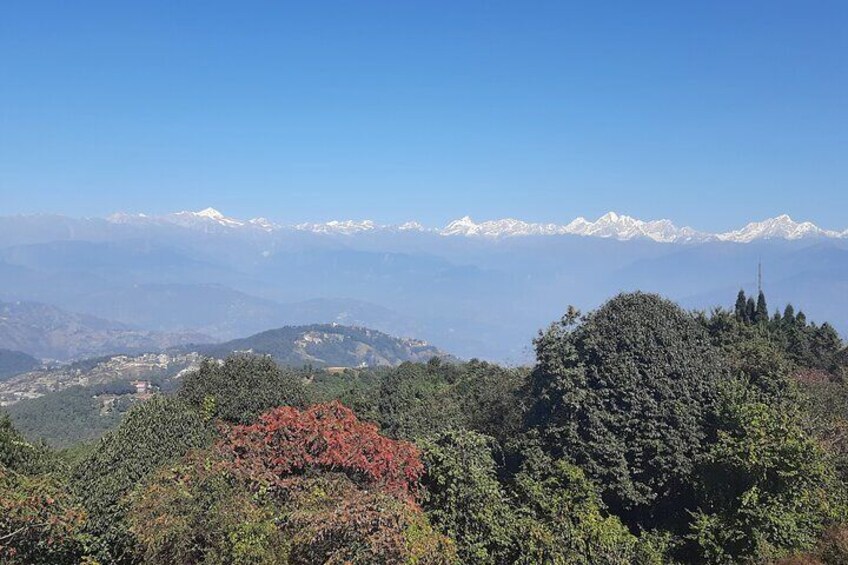 Himalayas View from Nagarkot View Tower.