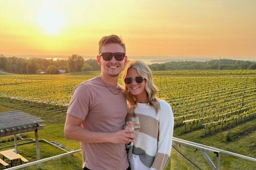 Proposal and Engagement Sunset Wine Tour in Traverse City
