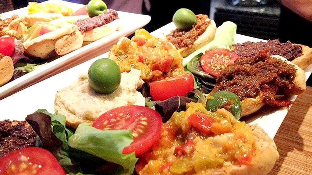 Show item 4 of 5. Close up of food on tapas tour in Galway