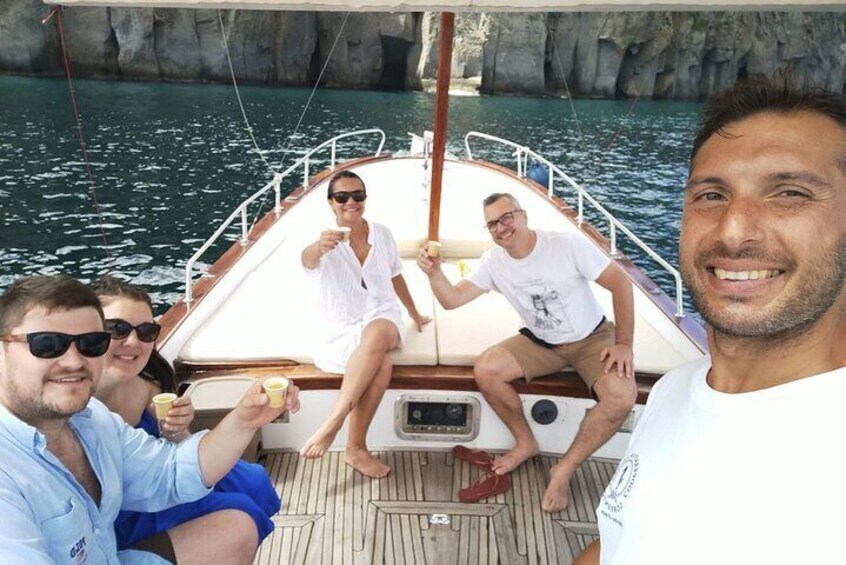 Sorrento Coast Cruise in Typical Gozzo with Limoncello Tasting