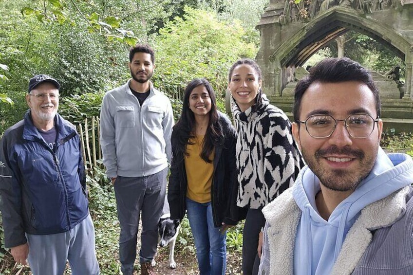 Millenials enjoying the view from the highest point of the cemetery, next to the memorial to the Chancellor of the Diocese who chose the location for his own grave.