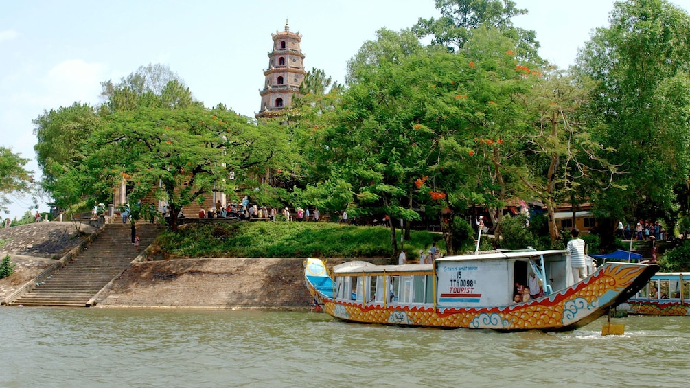 View of the Pagoda of the Celestial Lady temple in Hue, Vietnam 