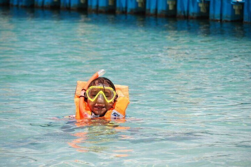 kids or adults welcome for a safe snorkeling experience