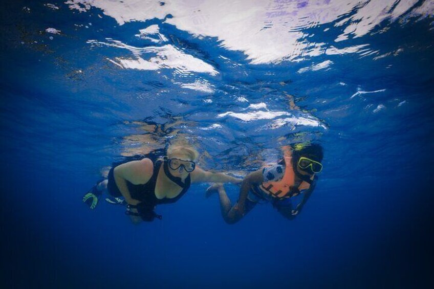 confident swimmers can enjoy by themselves, in need of assistance our snorkeling guides are there

