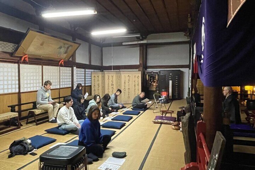 Buddhism morning prayer ceremony in Takayama