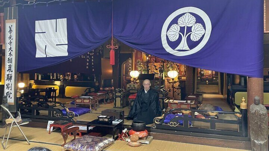 Buddhism morning prayer ceremony in Takayama