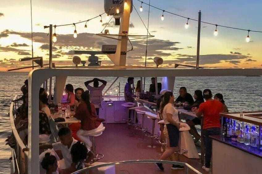 Sunset over the Bay of Cartagena on a Luxury Yacht